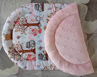 Topponcino Montessori, certifié Oeko-Tex, motif animaux indiens et minky étoile rose clair, cadeau naissance