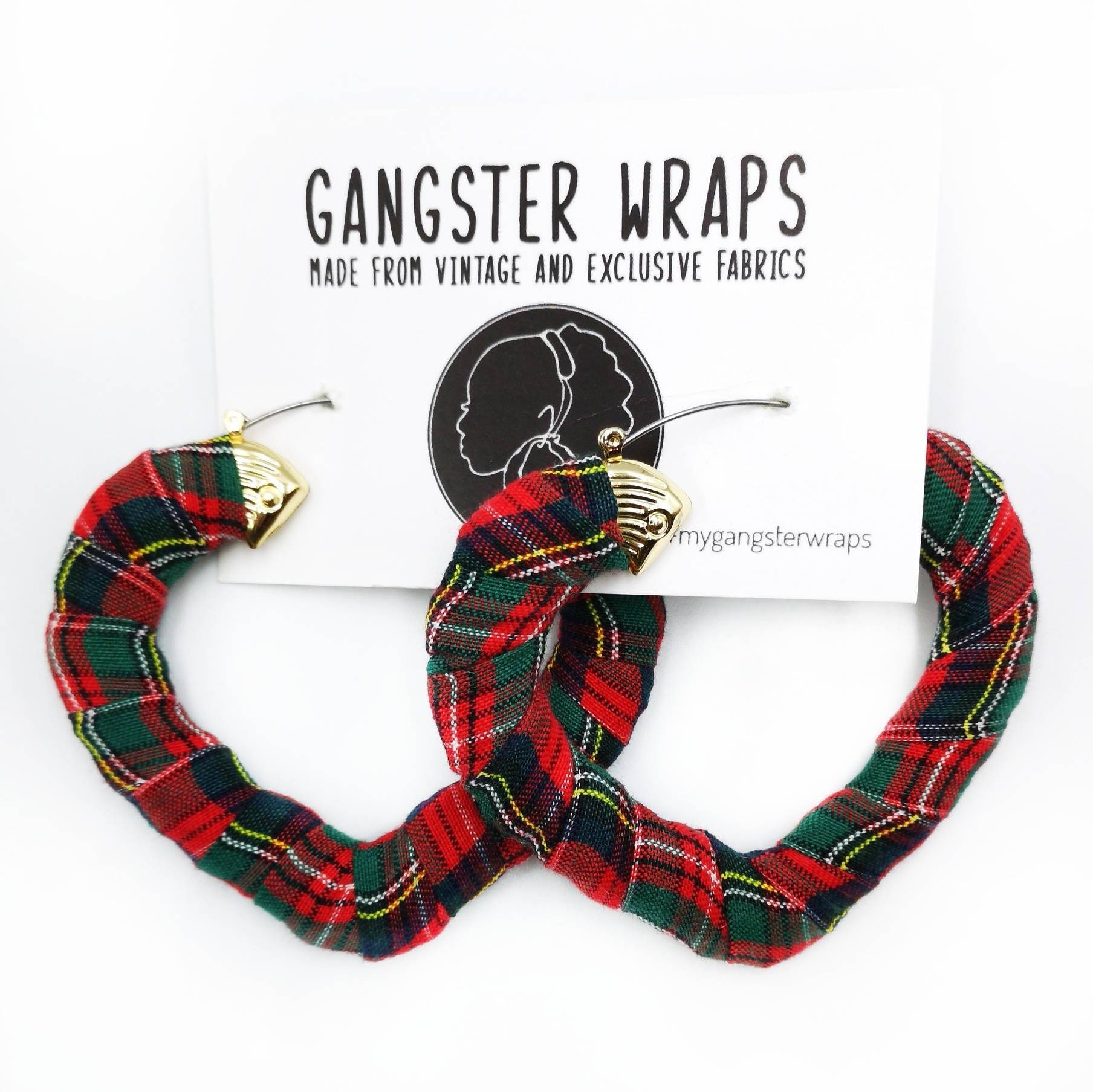 Ceti Gangster Wraps Earrings in red tartan Scottish plaid Etsy