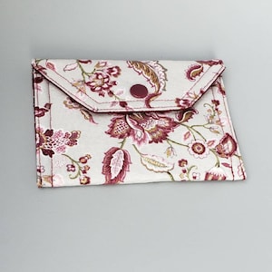 Cartera floral gris y burdeos, mini billetera, caja de tela pequeña para tarjetas, efectivo y monedas, estuche anticonceptivo, titular de la tarjeta, idea de regalo