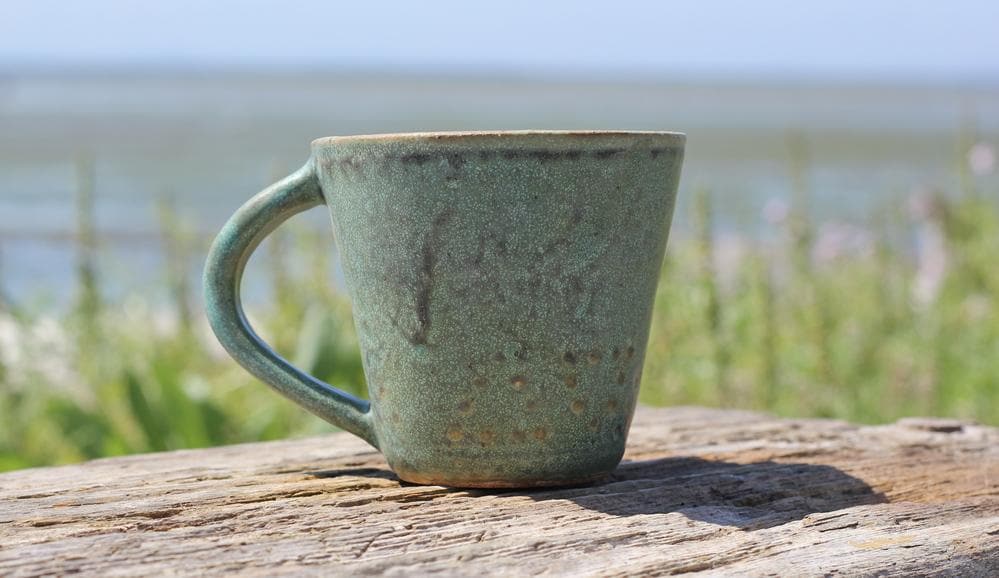 Rustic Mug Handmade Green Pottery - Wheel Thrown Stoneware Coffee or ...