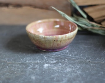 Small Ceramic Pink Bowl, Mise en Place - Handmade Wheel Thrown Stoneware Jewelry Herb