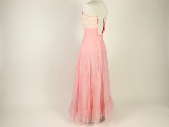 Pink Chiffon Prom Dress, 1950s Vintage - image 2