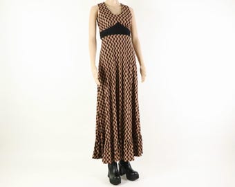1960's Vintage Brown/black Tribal Print Maxi Romper Dress - Brown/black  Sleeveless 1960's Mod Maxi Romper PLYMOUTH Dress Set With Shorts - Etsy