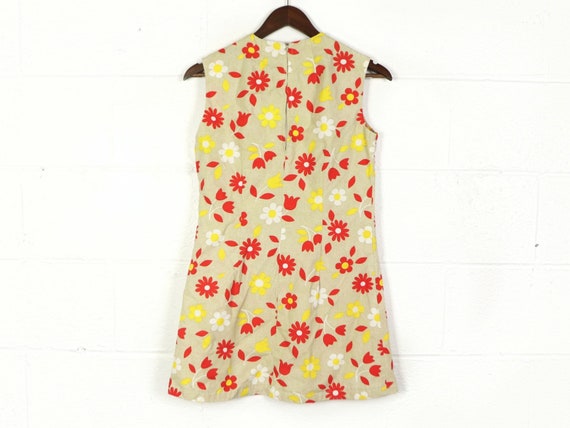 Floral micro mini dress, 1970s vintage, handmade - image 2