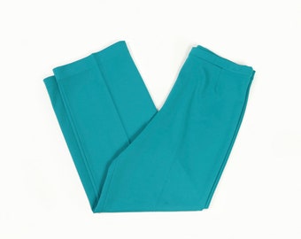 Turquoise Polyester Wide Leg Pants, 1970s Vintage