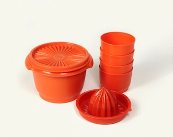 Orange Tupperware Set, 1970s Vintage