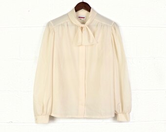 Cream Collared Blouse, 1970s Vintage