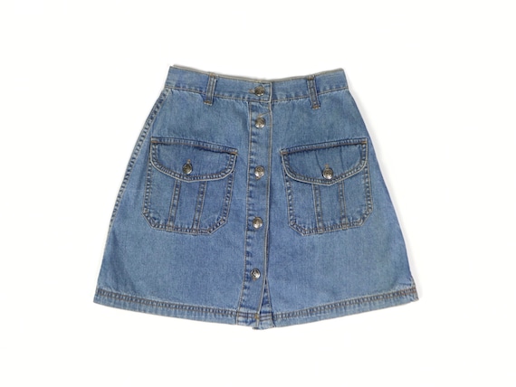 Denim Mini Skirt, 1990s Vintage - image 1