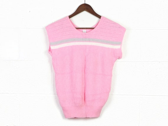 Pink Knit Top, Judyanna, 1970s Vintage - image 1