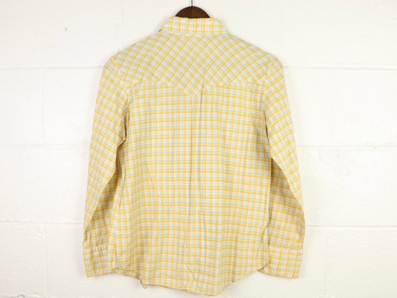 Yellow plaid button up shirt, 1970s vintage - image 2