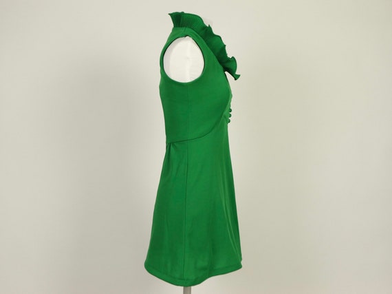 Green Space Age Mini Dress, 1970s Vintage - image 2