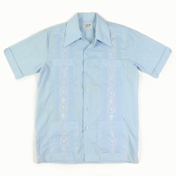Blue Short Sleeve Button Down Shirt, Dan-Man, 1960s Vintage