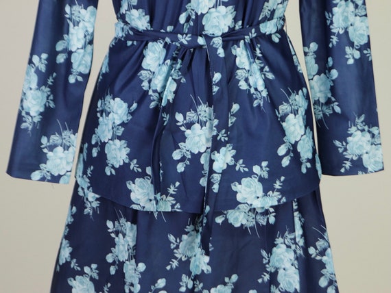 Blue floral skirt set, 1970s vintage - image 4