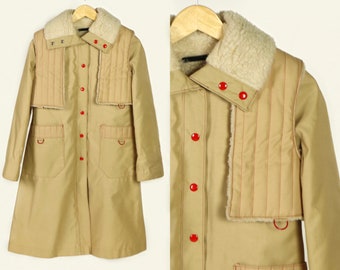 Long Khaki Winter Coat, 1970s Vintage