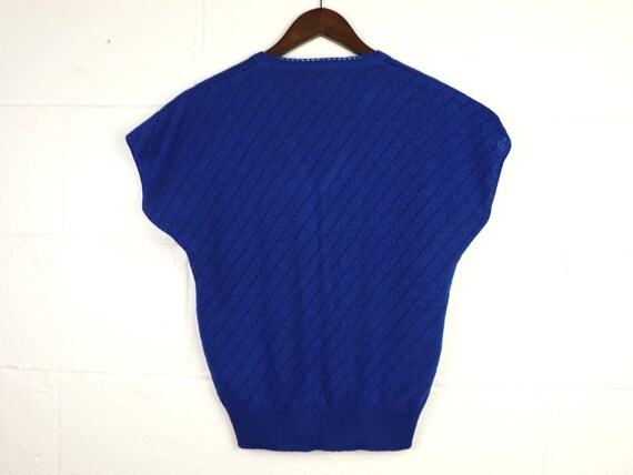 Blue knit top, KORET, 1970s vintage - image 2
