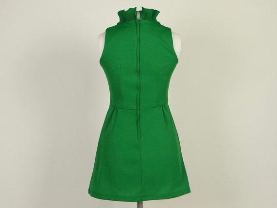 Green Space Age Mini Dress, 1970s Vintage - image 3