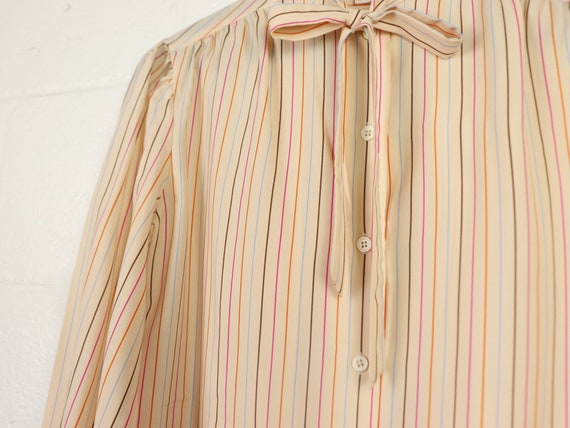 Pink Striped Button Up Blouse, Silkhana By Lady M… - image 3