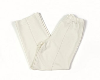 Off White Polyester Straight Leg Pants, 1970s Vintage