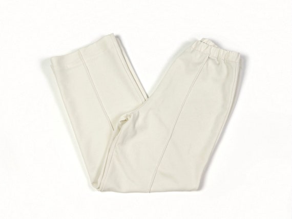 Off White Polyester Straight Leg Pants, 1970s Vin… - image 1