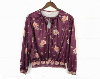 Long Sleeve Floral Peasant Top, JCPenney, 1970s Vintage