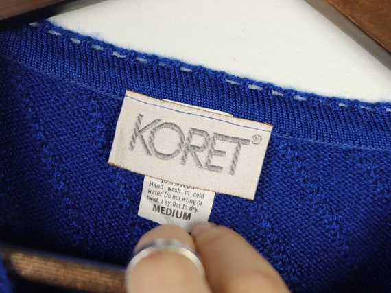 Blue knit top, KORET, 1970s vintage - image 5