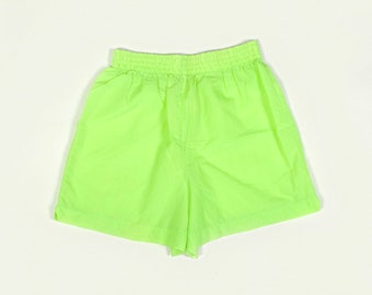 Neon Green Nylon Shorts, Pacific Connections, 1980s Vintage