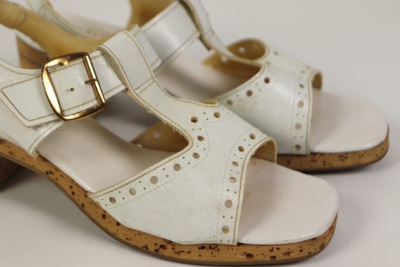 White leather and cork sandals, Pretties original… - image 6