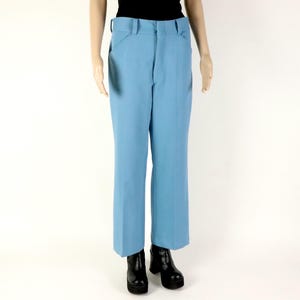 Blue Flared Leg Slacks, 1970s Vintage