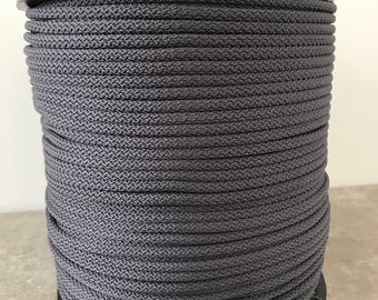 6mm macramé cord, textile braided cord, polyester cord, soft rope knitting, crochet cord, macramé rope, chunky yarn, gray cord