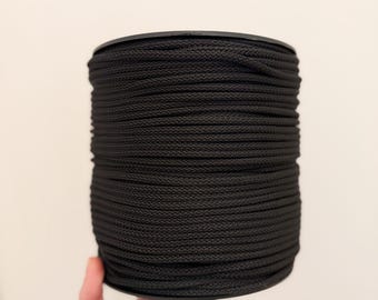 Cordón de macramé de poliéster de 5-6 mm Cuerda de crochet negra para bolso Hilo de macramé grueso / Manualidades de cestas