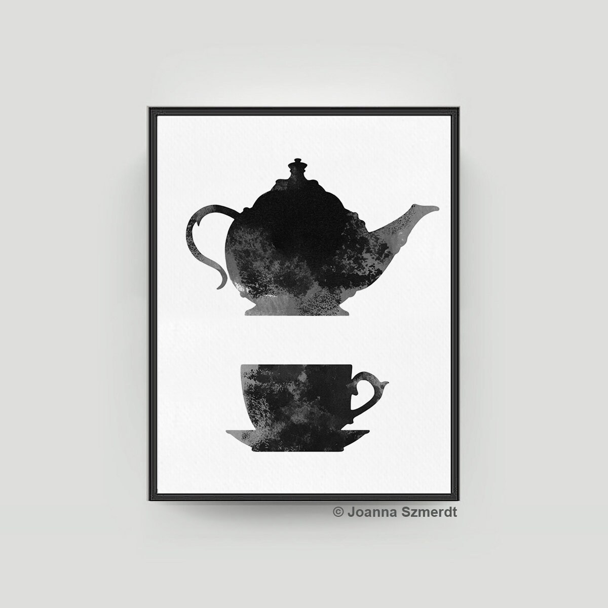 Teapot Wall Decor Cup of tea Art Kitchen Utensils Set Etsy