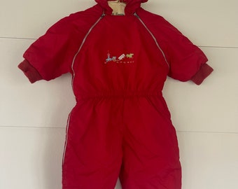 Red Winter 6-12 month Infant Snowsuit baby outerwear retro 1980s 1990s