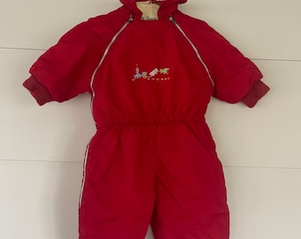 Red Winter 6-12 month Infant Snowsuit baby outerwear retro 1980s 1990s