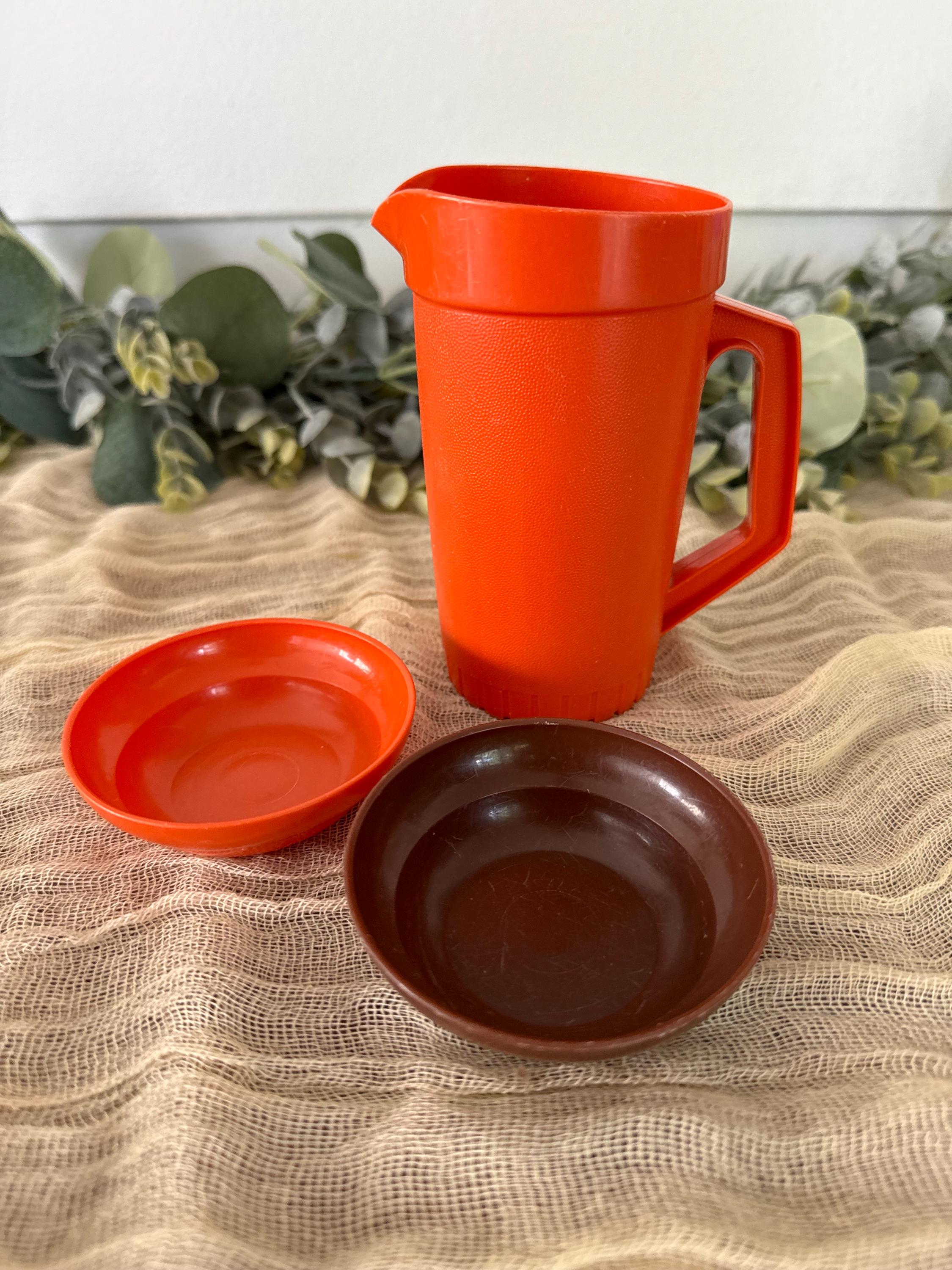 90's Tupperware Toys Orange Pitcher + Bowls 1399-16 1401-5 Pretend
