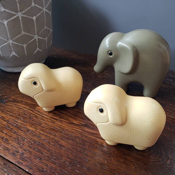 Three (3) Little Tikes Toddle Tots Noah's Ark Elephant + Sheep vintage plastic animals