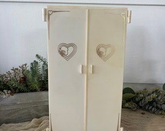 1978 Marx Sindy Schlafzimmer Garderobe Puppe Weißgold Herzen Kleiderständer Spiegel Schubladen