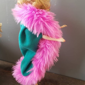 1990&#39;s Barbie purple label pink fur lined coat shawl cover fashion sweater green vintage Mattel