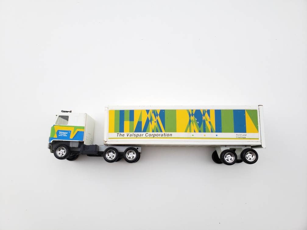 Retro Valspar Metal Semi vintage toys white truck | Etsy