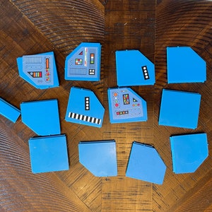 1980s Fisher Price Construx 578 blue flat panels Action Building System assorted parts replacement fp toys 2x2 FPT16592 square