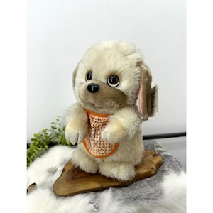 1982 Little Beggar Dog Applause Morgan plysch tiggarvalp haklapp vintage Wallace