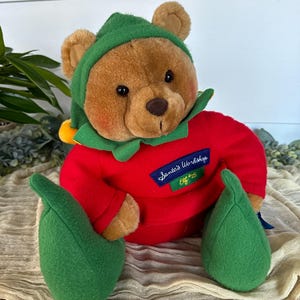 1990 Ours Chris l'elfe #25 par Hallmark Cards Co Peluche ours en peluche de Noël Atelier du Père Noël