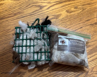 Bird Nesting Suet Cage with Alpaca fiber Refill Bag