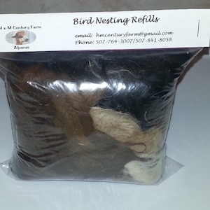 Bird Nesting Alpaca fiber Refill Bag - Feeder+Fiber