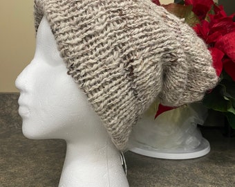 Slouchy style alpaca knitted hat