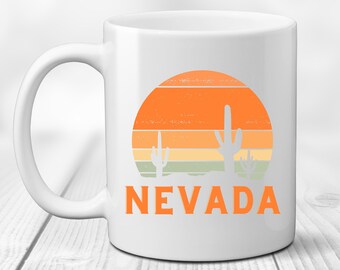 Nevada Coffee Mug. Nevadan Teacup. NV Vacation Souvenir. Gift for Tea Enthusiast. Coffee Lover Present. Retro Vintage. Cactus Cup.