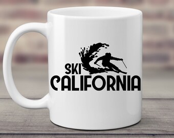 Ski California Coffee Mug. Sierra Nevada Teacup. Skiing Trip Souvenir. Tea. Skier Present. Snowboarding Gift. Big Bear Sports Cup. Snow Life