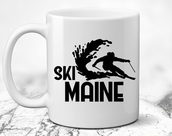 Ski Maine Coffee Mug. Appalachian Mountains Teacup. Skiing Trip. Tea. Skier Present. Snowboarding Gift. New England Sports Cup. Snow Life.