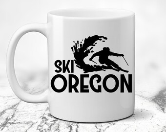 Ski Oregon Coffee Mug. Mt Hood Teacup. PNW Skiing Trip. 503 Skier Present. OR Snowboarding Gift. Mt Bachelor Sports Cup. Cascades Snow Life.