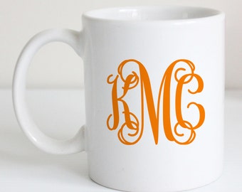 Orange Custom Monogram Coffee Mug - Monogramed Personalize Family Tea Cup, Choose Your Color, Custom Kitchen Decor, Newlywed Gift