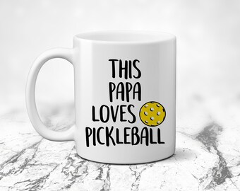 This Papa Loves Pickleball. Pickleballer. Gramps Pops Papa. Pop Pop. Coffee Lover. Father's Day Gift. Birthday or Holiday Present.